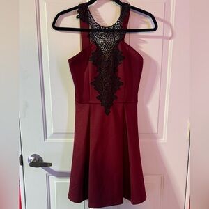 Impress Burgundy Dress with lace details